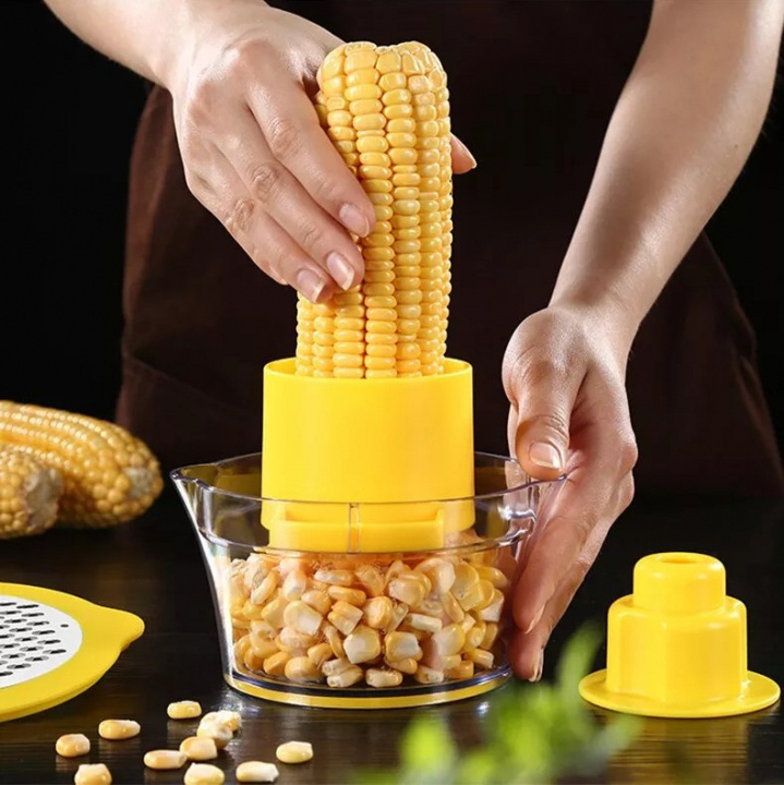Corn peeler with cup, Yellow in the group HOME, HOUSEHOLD & GARDEN / Kitchen utensils / Other kitchen tools at TP E-commerce Nordic AB (38-83542)