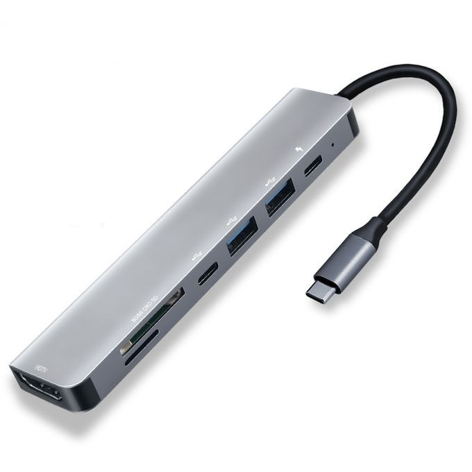 USB-C Hub 7-ports, gray in the group COMPUTERS & PERIPHERALS / Computer accessories / USB-Hubs at TP E-commerce Nordic AB (38-83558)