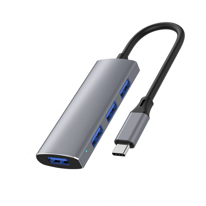 USB-C Hubb 4-portar, grå in the group COMPUTERS & PERIPHERALS / Computer accessories / USB-Hubs at TP E-commerce Nordic AB (38-83560)
