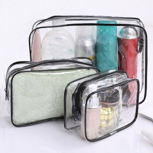 3i1 transparent necessär, Svart in the group HOME, HOUSEHOLD & GARDEN / Bathroom / Toilet bags at TP E-commerce Nordic AB (38-83577)