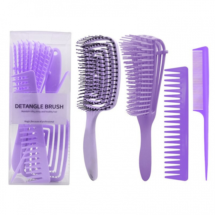 Brush & Comb Set, Purple in the group BEAUTY & HEALTH / Hair & Styling / Hair brushes at TP E-commerce Nordic AB (38-83613)