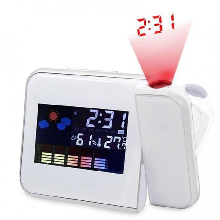 Alarm clock and weather station with projection, White in the group HOME, HOUSEHOLD & GARDEN / Watches & Counters / Alarmclocks at TP E-commerce Nordic AB (38-83632)