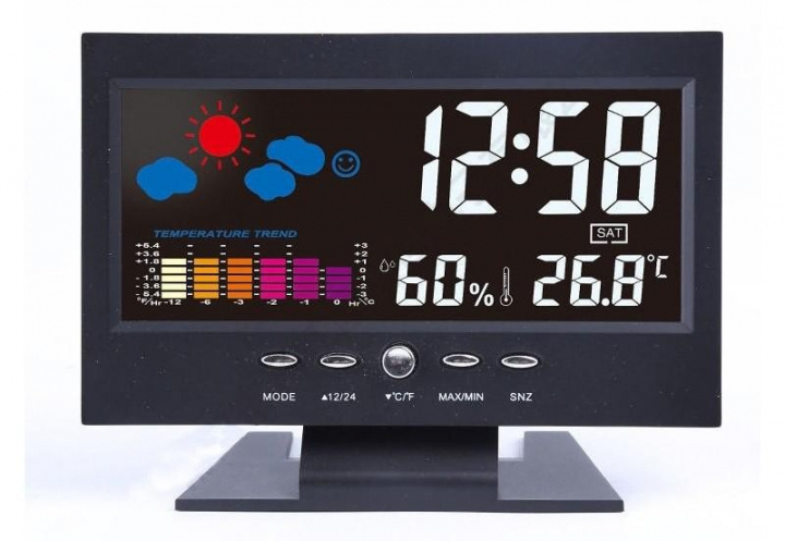 Weather station with Alarm Clock, Black in the group HOME, HOUSEHOLD & GARDEN / Watches & Counters / Alarmclocks at TP E-commerce Nordic AB (38-83633)