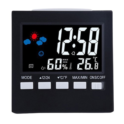 Sleek Weather Station with Alarm Clock, Black in the group HOME, HOUSEHOLD & GARDEN / Watches & Counters / Alarmclocks at TP E-commerce Nordic AB (38-83635)
