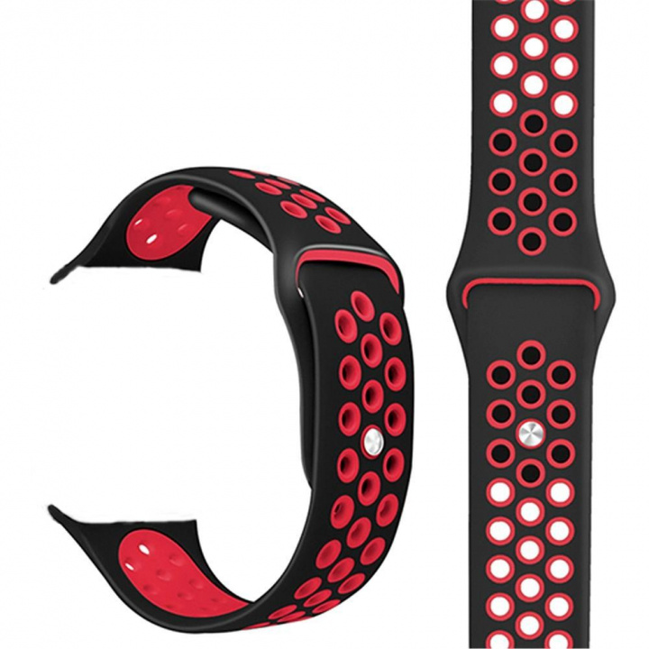 Sporty Silicone Watch Band compatible with Apple Watch, 42/44mm, Black & Red in the group Sport, leisure & Hobby / Smartwatch & Activity trackers / Accessories at TP E-commerce Nordic AB (38-83696)
