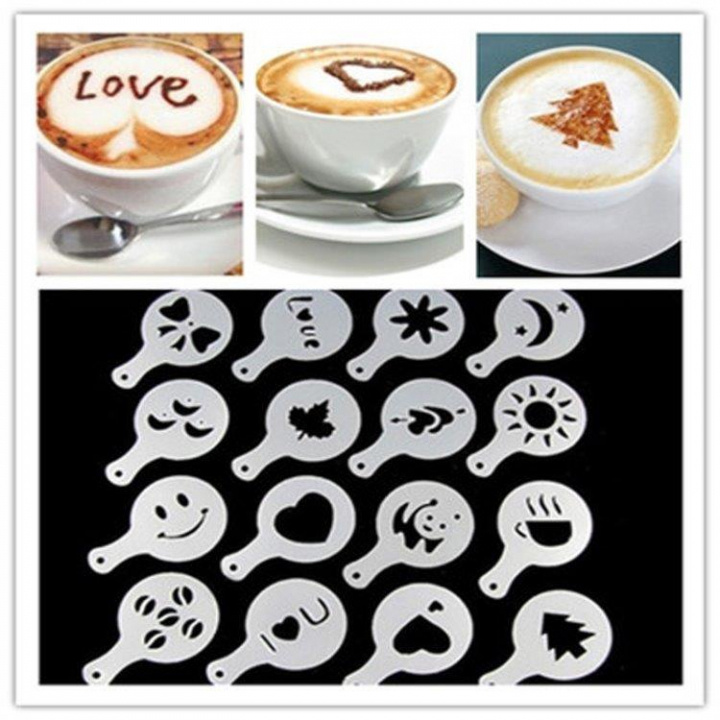 16-piece coffee stencils in the group HOME, HOUSEHOLD & GARDEN / Household appliances / Coffee makers and accessories / Filters & Accessories at TP E-commerce Nordic AB (38-83729)