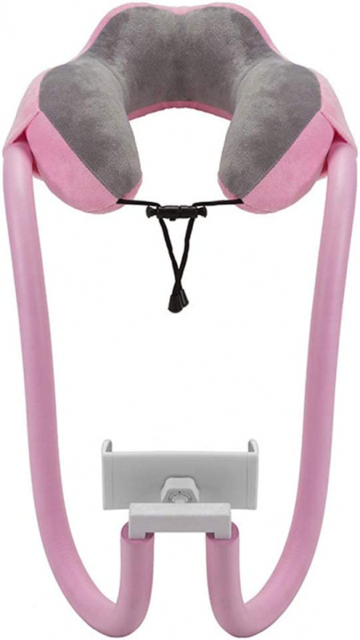 2-in-1 Neck Pillow with Tablet & Phone Support, Pink in the group Sport, leisure & Hobby / Travel accessories / Other at TP E-commerce Nordic AB (38-83750)