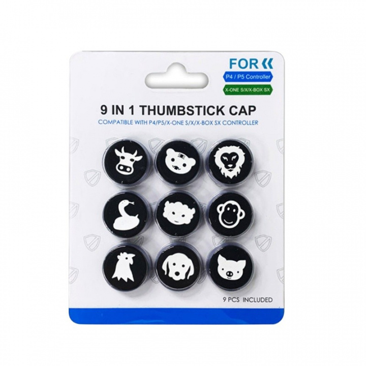Animal Button Caps for Joysticks for PS5/PS4, Xbox Series X, 9 pieces in the group HOME ELECTRONICS / Game consoles & Accessories / Sony PlayStation 5 / Accessories at TP E-commerce Nordic AB (38-83986)
