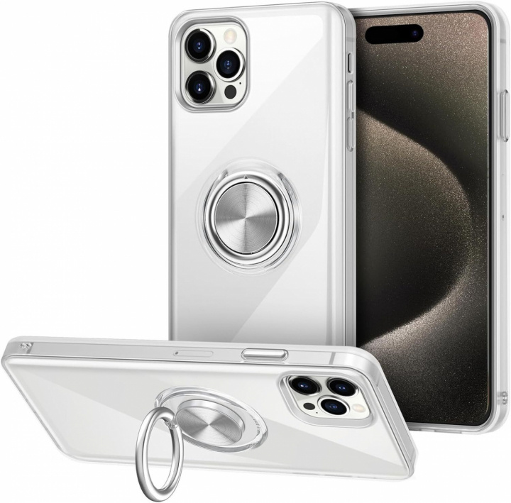 Transparent case with ring holder, iPhone 15 in the group SMARTPHONE & TABLETS / Phone cases / Apple / iPhone 15 at TP E-commerce Nordic AB (38-84262)