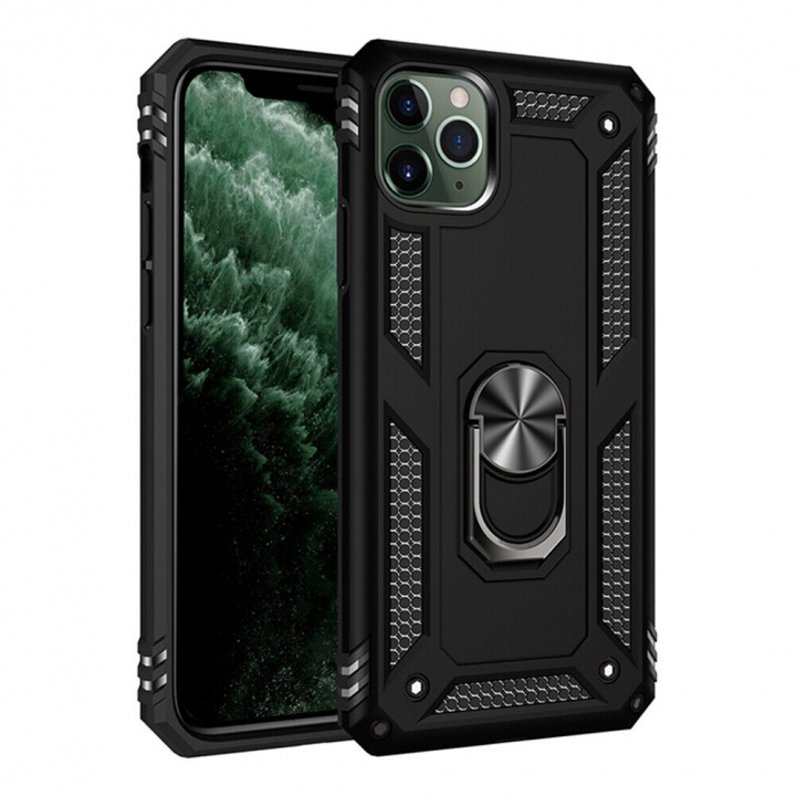 Mobile cover for iPhone 15 Pro with ring holder, Black in the group SMARTPHONE & TABLETS / Phone cases / Apple / iPhone 15 at TP E-commerce Nordic AB (38-84278)