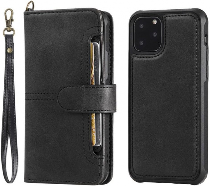 Wallet case in PU leather with card slot for iPhone 15, Black in the group SMARTPHONE & TABLETS / Phone cases / Apple / iPhone 15 at TP E-commerce Nordic AB (38-84290)