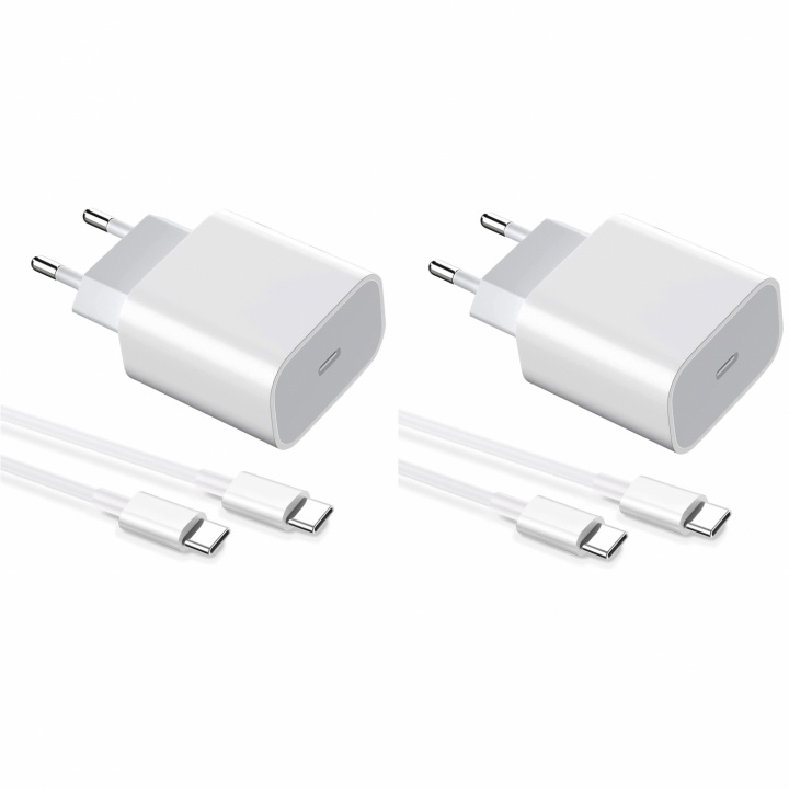 2-pack Charger for iPhone 15 / Android 20W with USB-C to USB-C - Fast charger in the group SMARTPHONE & TABLETS / Chargers & Cables / Wall charger / Wall charger USB-C at TP E-commerce Nordic AB (38-84295)