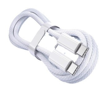 Braided USB-C cable - 1 m, White- iPhone 15 compatible - Nylon - PD60W in the group SMARTPHONE & TABLETS / Chargers & Cables / Cables / Cables Type C at TP E-commerce Nordic AB (38-84298)