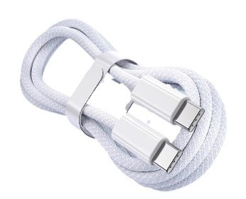 Braided USB-C cable - 2 m - White - iPhone 15 compatible - Nylon - PD60W in the group SMARTPHONE & TABLETS / Chargers & Cables / Cables / Cables Type C at TP E-commerce Nordic AB (38-84300)