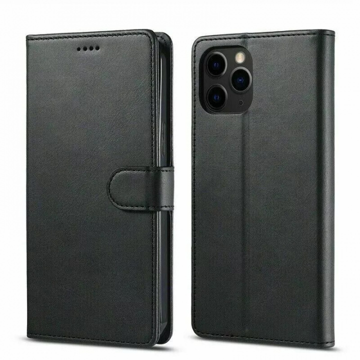 Imitation leather wallet case with card slot for iPhone 16, Black in the group SMARTPHONE & TABLETS / Phone cases / Apple / iPhone 16 at TP E-commerce Nordic AB (38-84450)