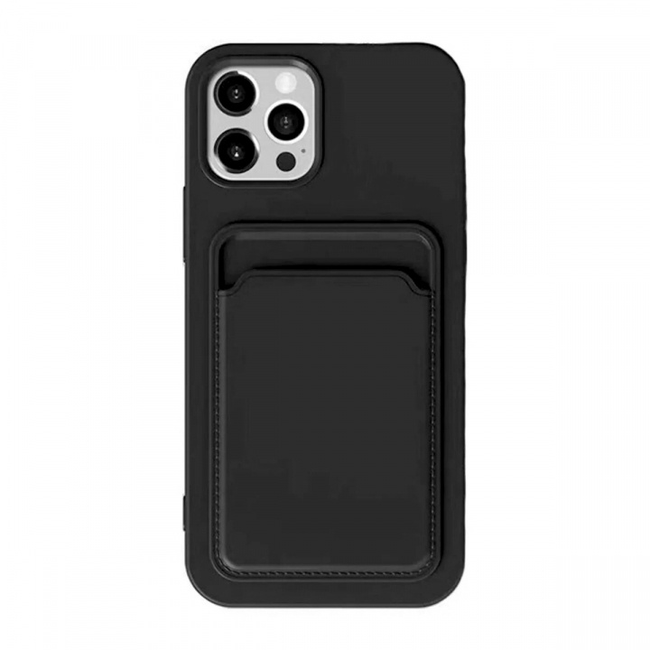Silicone Mobile Case with Card Holder for iPhone 16 Pro, Black in the group SMARTPHONE & TABLETS / Phone cases / Apple / iPhone 16 at TP E-commerce Nordic AB (38-84456)