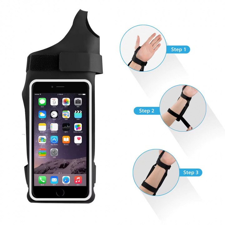 Universal Sport Wristband with Finger Hole, Black in the group SMARTPHONE & TABLETS / Excercise, home & leisure / Sports bracelet at TP E-commerce Nordic AB (38-84480)