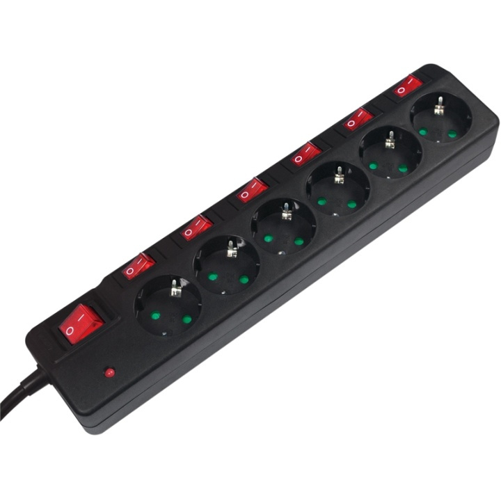 LogiLink Grenuttag 6-v med 6+1 brytare in the group HOME, HOUSEHOLD & GARDEN / Electricity & Lighting / Power strips at TP E-commerce Nordic AB (38-85123)