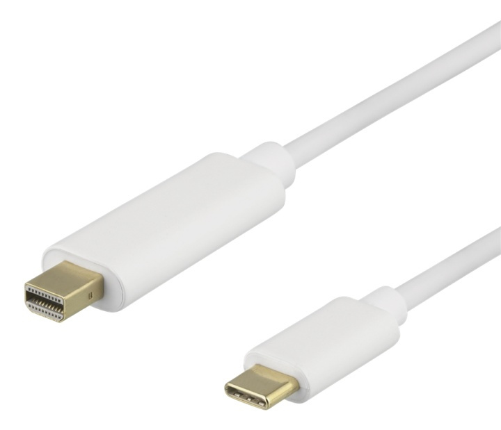 DELTACO USB-C - MiniDP cable, 1m, 21.6 Gbit/s, 3840x2160 60Hz, white in the group COMPUTERS & PERIPHERALS / Computer cables / DisplayPort / Cables at TP E-commerce Nordic AB (38-85716)