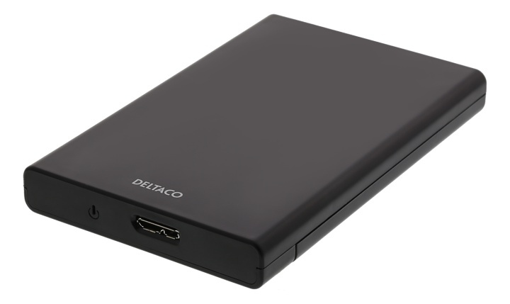 DELTACO Externt hårdiskkabinett, USB 3.0, skutbar lucka, 2,5