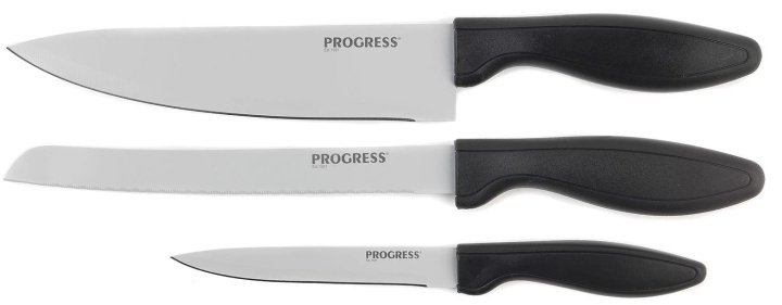 Progress Knivset med kockkniv, brödkniv och allround-kniv in the group HOME, HOUSEHOLD & GARDEN / Kitchen utensils / Kitchen knives & Knife sharpeners at TP E-commerce Nordic AB (38-85940)