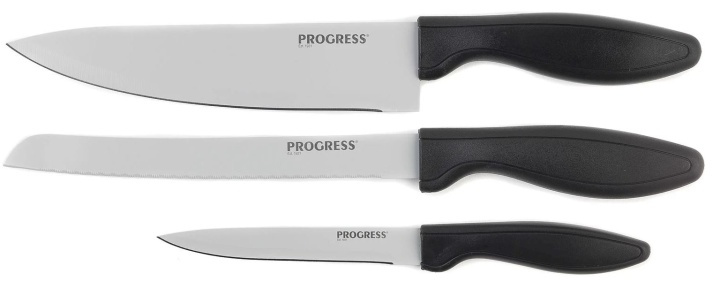 Progress Knife set with chef\'s knife, bread knife and all-purpose knife in the group HOME, HOUSEHOLD & GARDEN / Kitchen utensils / Kitchen knives & Knife sharpeners at TP E-commerce Nordic AB (38-85940)