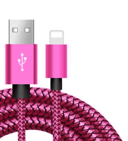 Lightning Textile cable 1 m, Dark pink in the group SMARTPHONE & TABLETS / Chargers & Cables / Cables / Cables Lightning at TP E-commerce Nordic AB (38-85987)