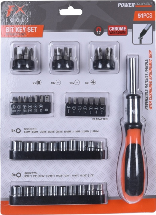Ratchet screwdriver set 51 parts in the group HOME, HOUSEHOLD & GARDEN / Tools / Other tools & Accesories at TP E-commerce Nordic AB (38-86421)