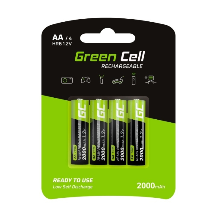Green Cell Laddbara Ni-MH batterier 4x AA HR6 2000 mAh in the group HOME ELECTRONICS / Batteries & Chargers / Rechargable batteries / AA at TP E-commerce Nordic AB (38-86538)