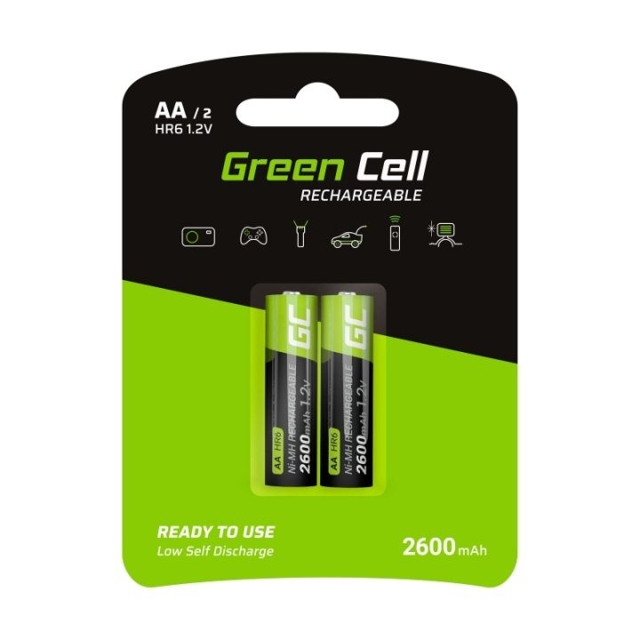 Green Cell Laddbara Ni-MH batterier 2x AA HR6 2600 mAh in the group HOME ELECTRONICS / Batteries & Chargers / Rechargable batteries / AA at TP E-commerce Nordic AB (38-86540)