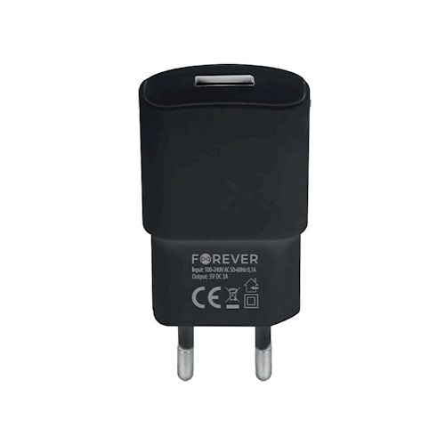 Forever TC-01 QuickCharger 3.0 1x USB 18W black in the group SMARTPHONE & TABLETS / Chargers & Cables / Wall charger / Wall charger USB at TP E-commerce Nordic AB (38-86652)
