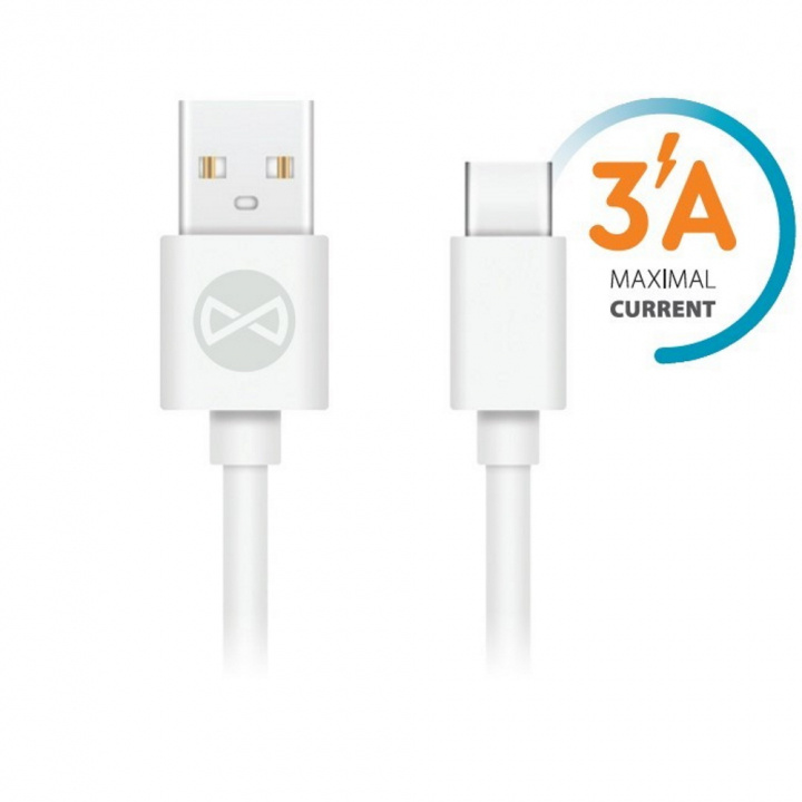 Forever cable USB - USB-C 1,0 m 3A, White in the group SMARTPHONE & TABLETS / Chargers & Cables / Cables / Cables Type C at TP E-commerce Nordic AB (38-86658)