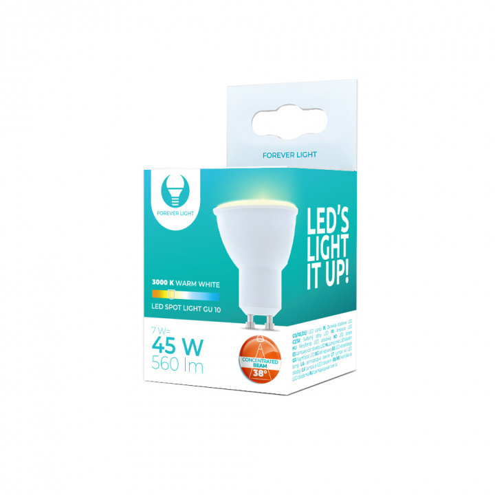 LED lamp GU10 7W 230V 3000K 38°, Warm white in the group HOME ELECTRONICS / Lighting / LED lamps at TP E-commerce Nordic AB (38-86692)
