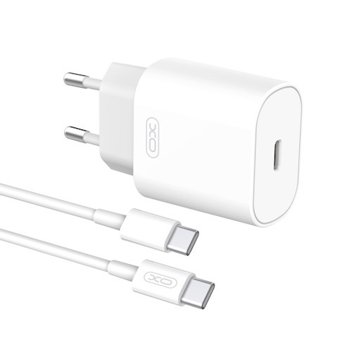 XO väggladdare L91 PD 25W 1x USB-C + USB-C-kabel, Vit in the group SMARTPHONE & TABLETS / Chargers & Cables / Wall charger / Wall charger USB-C at TP E-commerce Nordic AB (38-86987)