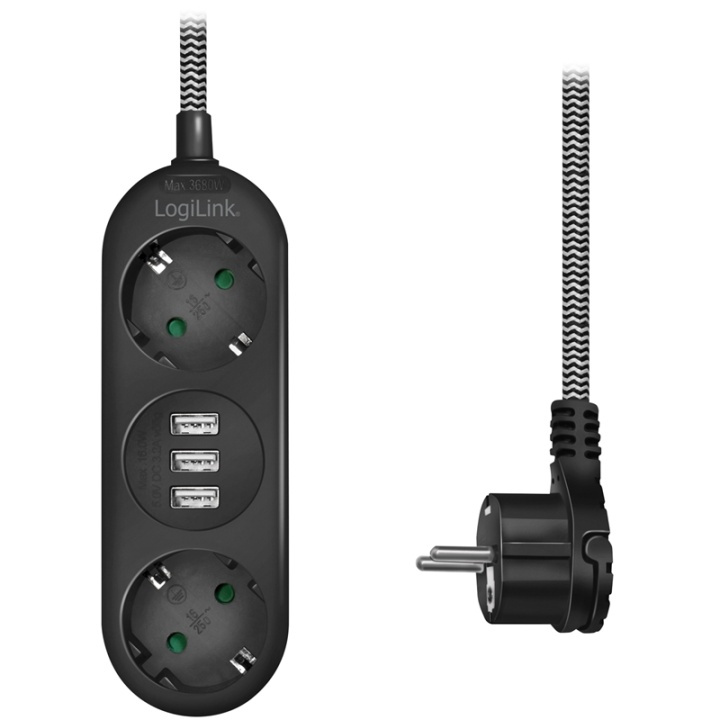 LogiLink Grenuttag Jordat 3vägs 3xUSB F in the group HOME, HOUSEHOLD & GARDEN / Electricity & Lighting / Power strips at TP E-commerce Nordic AB (38-87660)