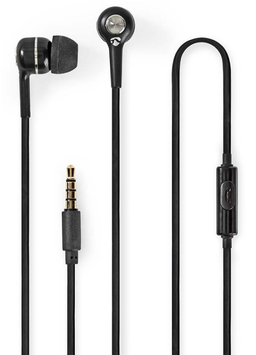 Nedis Wired Earphones | 3.5 mm | Cable length: 1.20 m | Built-in microphone | Volume control | Black / Silver in the group HOME ELECTRONICS / Audio & Picture / Headphones & Accessories / Headphones at TP E-commerce Nordic AB (38-88156)