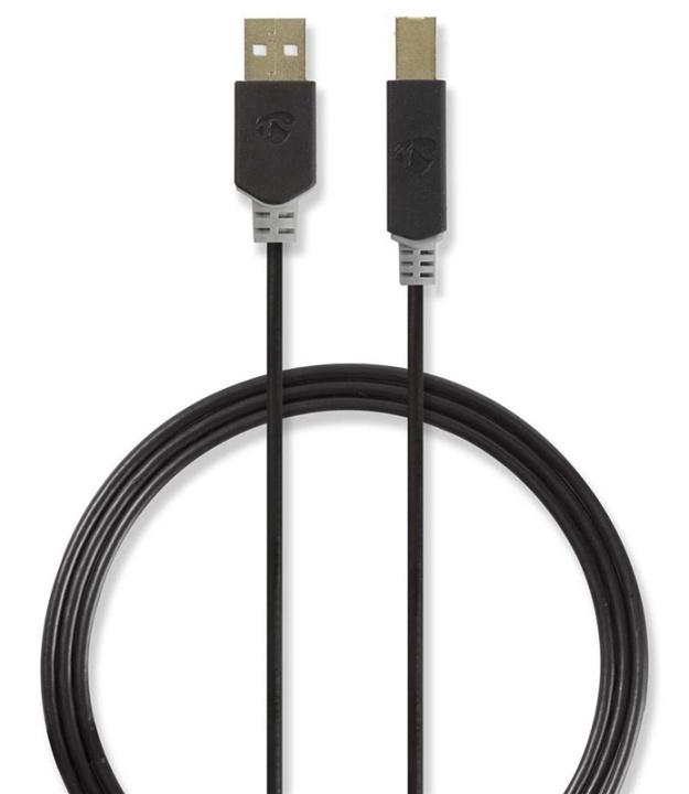 Nedis USB Cable | USB 2.0 | USB-A Male | USB-B Male | 480 Mbps | Gold Plated | 2.00 m | Round | PVC | Anthracite | Box in the group COMPUTERS & PERIPHERALS / Computer cables / USB / USB-A / Cables at TP E-commerce Nordic AB (38-88707)