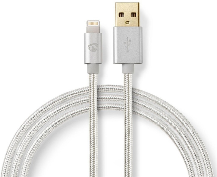 Nedis Lightning Cable | USB 2.0 | Apple Lightning 8-Pin | USB-A Male | 480 Mbps | Gold Plated | 3.00 m | Round | Braided / Nylon | Aluminium | Cover Window Box in the group SMARTPHONE & TABLETS / Chargers & Cables / Cables / Cables Lightning at TP E-commerce Nordic AB (38-88710)