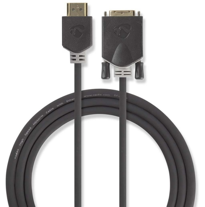 Nedis HDMI™ Cable | HDMI™ Connector | DVI-D 24+1-Pin Male | 1080p | Gold Plated | 2.00 m | Straight | PVC | Anthracite | Window Box with Euro Lock in the group HOME ELECTRONICS / Cables & Adapters / HDMI / Cables at TP E-commerce Nordic AB (38-88711)