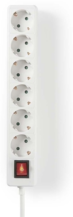 Nedis Extension Socket | Type F (CEE 7/7) | 6-Way | 1.50 m | 3680 W | 16 A | Kind of grounding: Side Contacts | 230 V AC 50/60 Hz | Socket angle: 45 ° | H05VV-F 3G1.5mm² | On/Off switch | White in the group HOME, HOUSEHOLD & GARDEN / Electricity & Lighting / Power strips at TP E-commerce Nordic AB (38-89013)