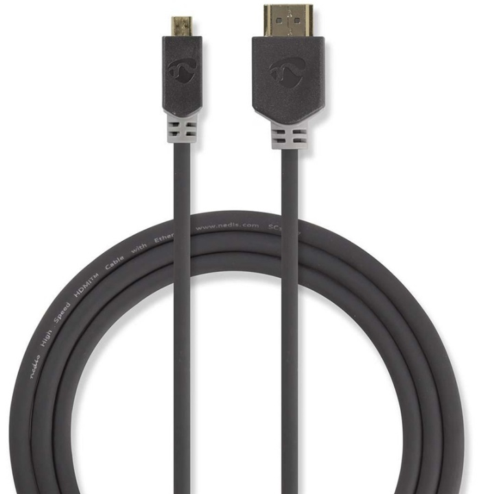 Nedis High Speed HDMI™ Cable with Ethernet | HDMI™ Connector | HDMI™ Micro Connector | 4K@30Hz | 10.2 Gbps | 2.00 m | Round | PVC | Anthracite | Window Box in the group HOME ELECTRONICS / Cables & Adapters / HDMI / Cables at TP E-commerce Nordic AB (38-89018)