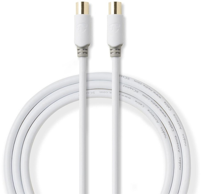Nedis Coax Cable | IEC (Coax) Male | IEC (Coax) Female | Gold Plated | 100 dB | 75 Ohm | Double Shielded | 10.0 m | Round | PVC | White | Box in the group HOME ELECTRONICS / Cables & Adapters / Antenna cables & Accessories / Antenna cables at TP E-commerce Nordic AB (38-89781)
