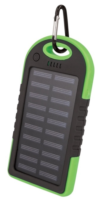 Setty powerbank with solar cells, 5000 mAh, Green in the group SMARTPHONE & TABLETS / Chargers & Cables / Powerbanks at TP E-commerce Nordic AB (38-90104)