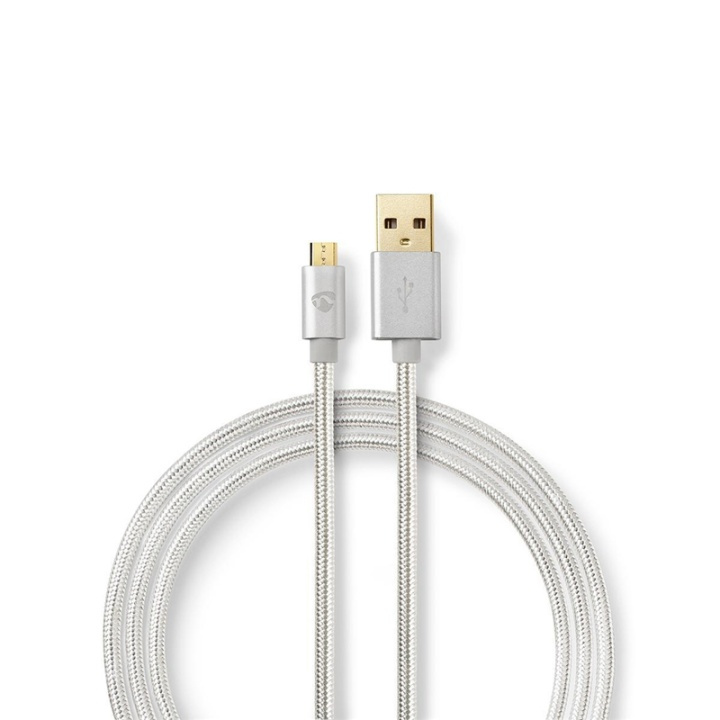 Nedis USB Cable | USB 2.0 | USB-A Male | USB Micro-B Male | 15 W | 480 Mbps | Gold Plated | 2.00 m | Round | Braided / Nylon | Aluminium | Cover Window Box in the group SMARTPHONE & TABLETS / Chargers & Cables / Cables / Cables microUSB at TP E-commerce Nordic AB (38-90108)