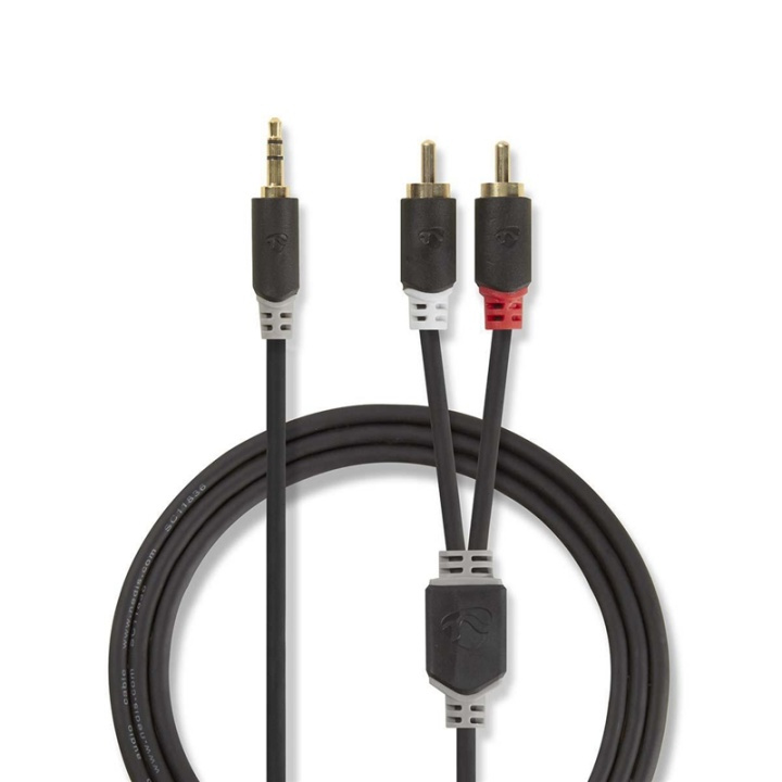 Nedis Stereo Audio Cable | 3.5 mm Male | 2x RCA Male | Gold Plated | 2.00 m | Round | Anthracite | Box in the group HOME ELECTRONICS / Cables & Adapters / RCA / Cables at TP E-commerce Nordic AB (38-90114)