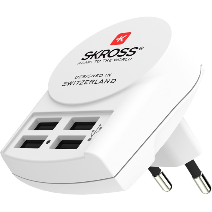SKROSS 4-Port USB-laddare EU in the group HOME, HOUSEHOLD & GARDEN / Electricity & Lighting / Travel adapters at TP E-commerce Nordic AB (38-90248)
