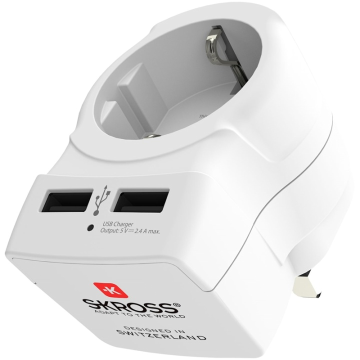 SKROSS El-Adapter USB Storbritannien in the group HOME, HOUSEHOLD & GARDEN / Electricity & Lighting / Travel adapters at TP E-commerce Nordic AB (38-90252)