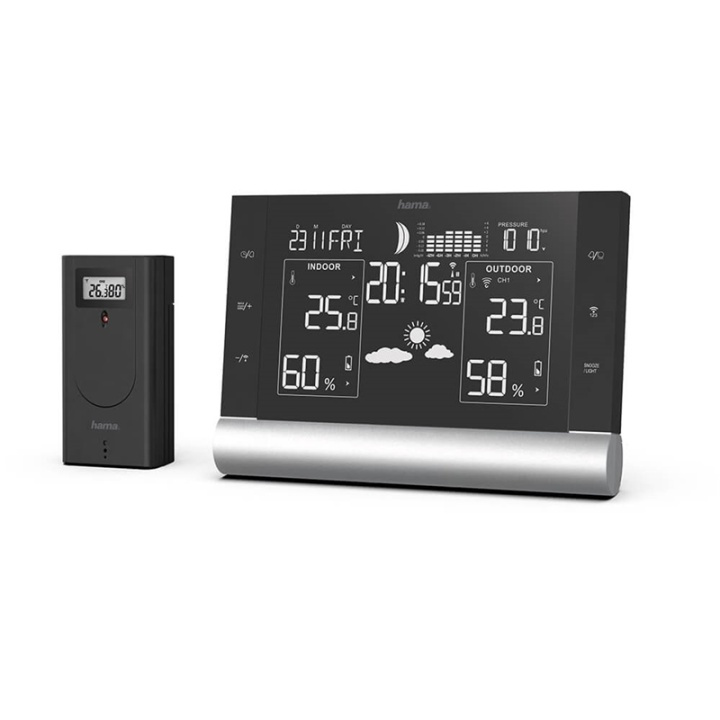 Hama Weatherstation Black Line Plus Black in the group HOME, HOUSEHOLD & GARDEN / Fans & Climate products / Thermometers & Weather stations at TP E-commerce Nordic AB (38-90731)