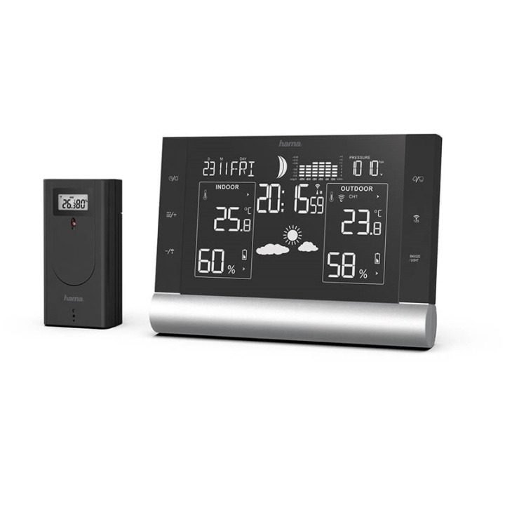 Hama Väderstation Black Line Plus Svart in the group HOME, HOUSEHOLD & GARDEN / Fans & Climate products / Thermometers & Weather stations at TP E-commerce Nordic AB (38-90731)