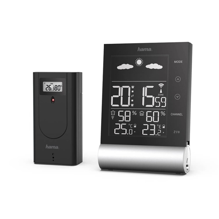 Hama Väderstation Black Line Svart in the group HOME, HOUSEHOLD & GARDEN / Fans & Climate products / Thermometers & Weather stations at TP E-commerce Nordic AB (38-90732)